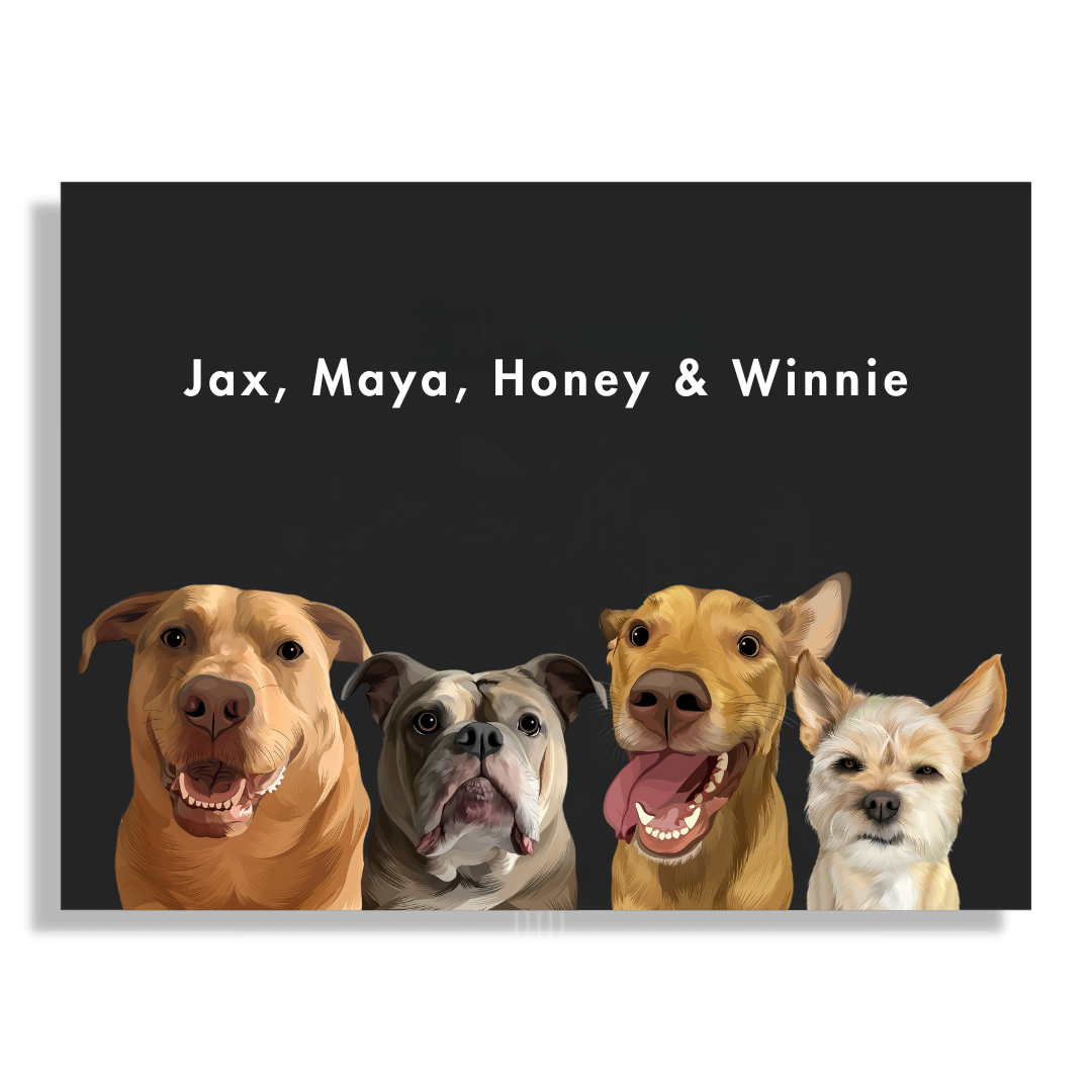 Custom Four Pet Portrait
