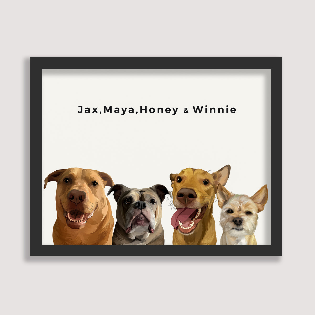 Custom Four Pet Portrait