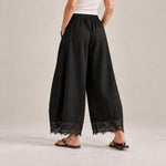 Lace Trim Wide Leg Pants