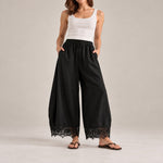 Lace Trim Wide Leg Pants