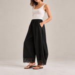 Lace Trim Wide Leg Pants