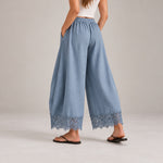 Lace Trim Wide Leg Pants