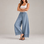 Lace Trim Wide Leg Pants
