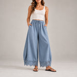 Lace Trim Wide Leg Pants