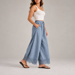 Lace Trim Wide Leg Pants