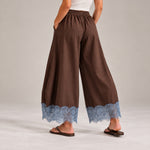 Lace Trim Wide Leg Pants
