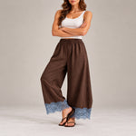 Lace Trim Wide Leg Pants