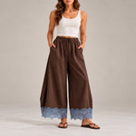 Lace Trim Wide Leg Pants