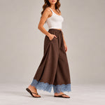 Lace Trim Wide Leg Pants