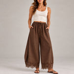 Lace Trim Wide Leg Pants