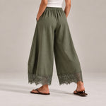 Lace Trim Wide Leg Pants