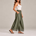 Lace Trim Wide Leg Pants