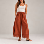 Lace Trim Wide Leg Pants