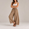 Lace Trim Wide Leg Pants