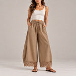 Lace Trim Wide Leg Pants