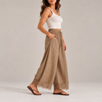 Lace Trim Wide Leg Pants